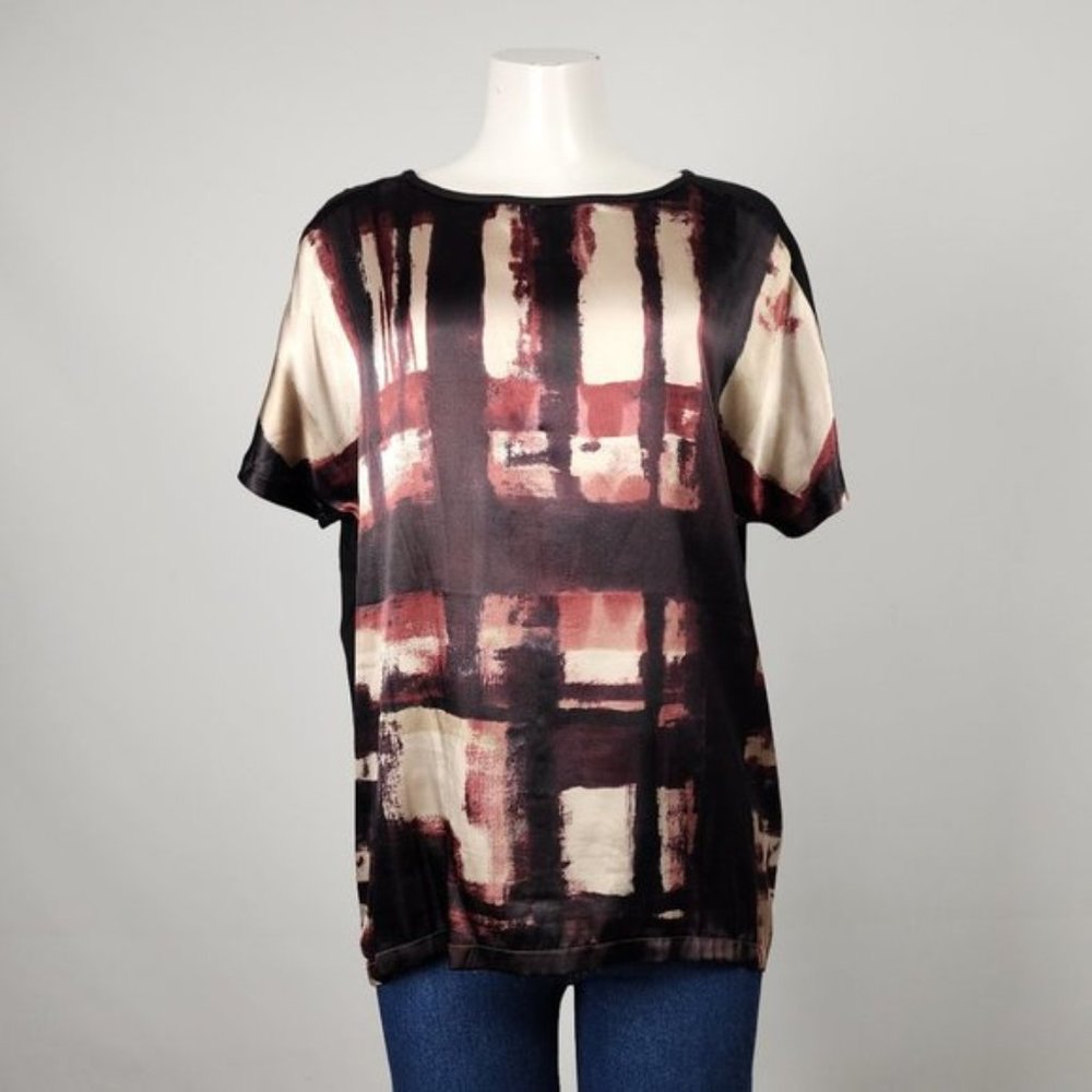 Monari Pink Silky Short Sleeve Top Size 12